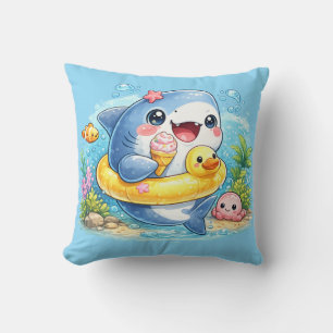 Coussin en forme de grand requin blanc mignon et h