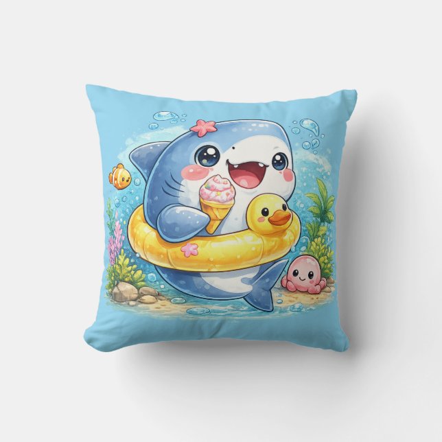 Coussin en forme de grand requin blanc mignon et h (Recto)