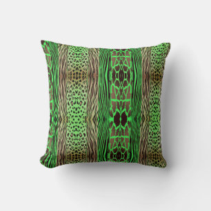 Coussin En Grille De Zèbre Beige Et Vert
