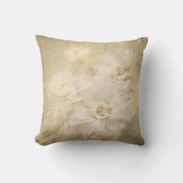 Coussin en ivoire antique de fleurs (Recto)