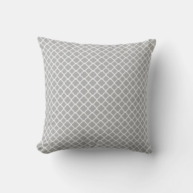 Coussin en lattice gris blanc marocain (Recto)