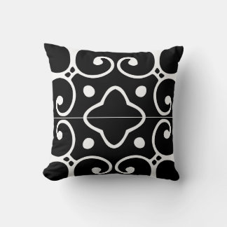coussin en mosaïque espagnole noir et blanc