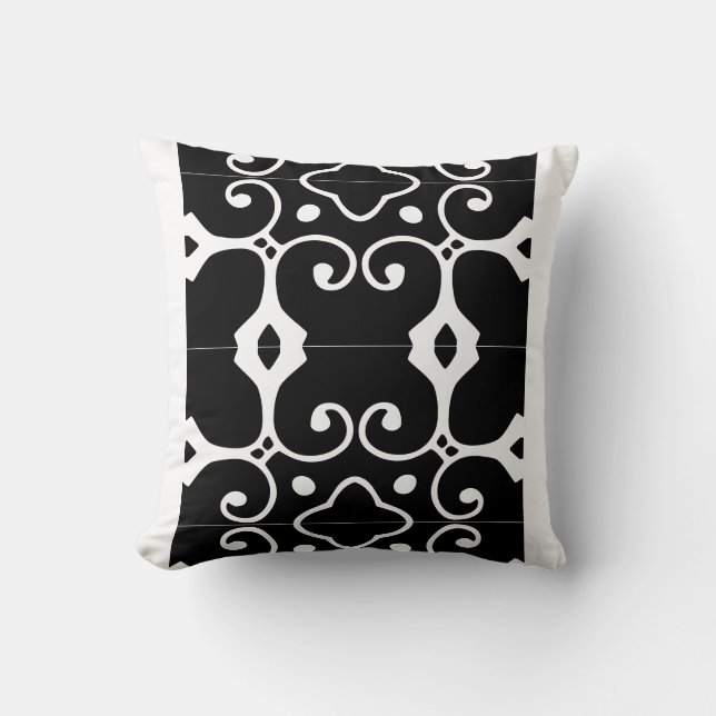coussin en mosaïque espagnole noir et blanc (Recto)