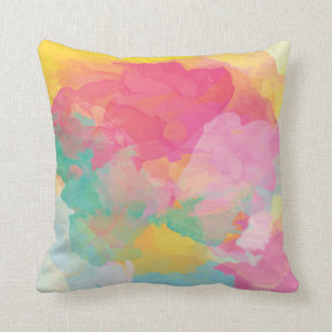 Coussin en pastel de décor d'aqua de jaune de ros