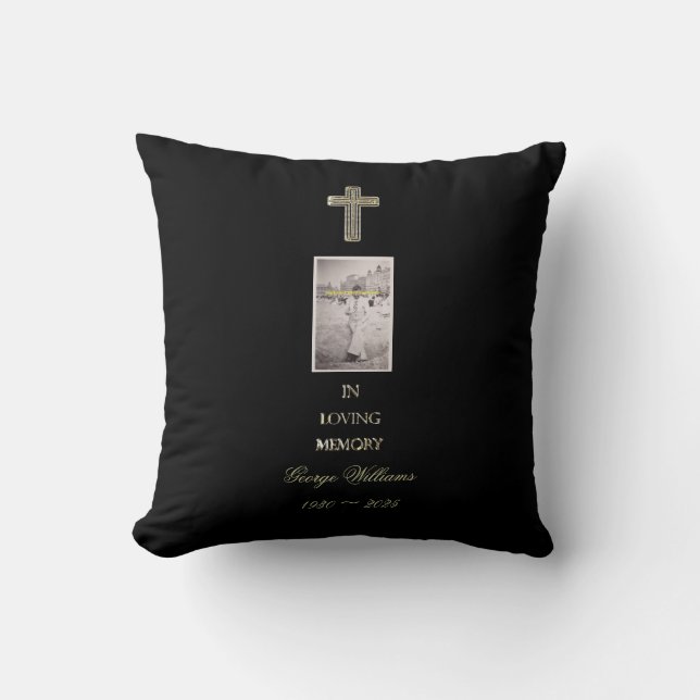 Coussin En photo croisée d'or de typographie affectueuse (Recto)