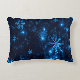 Coussin en polyester bleu profond et brillant