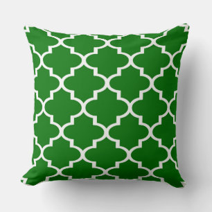 Coussin en treillis blanc vert foncé