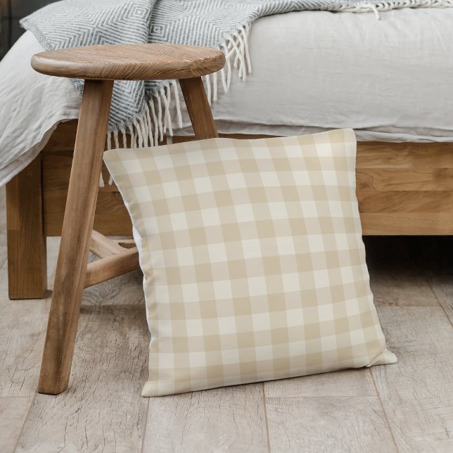 Coussin En vichy beige Little Birdies - motif. (Créateur téléchargé)