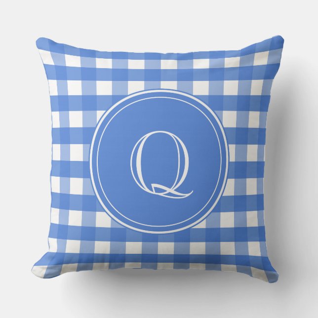 Coussin En vichy bleu et blanc (Recto)