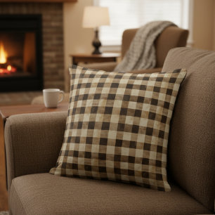Coussin En vichy Brown Plaid
