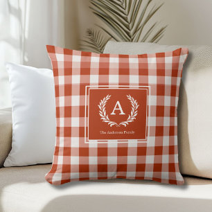 Coussin En vichy Monogramme Orange-Rouge
