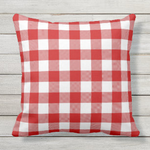 Coussin En vichy rouge et blanc
