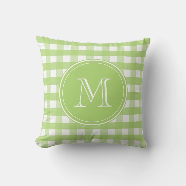Coussin En vichy vert et blanc frais (Recto)