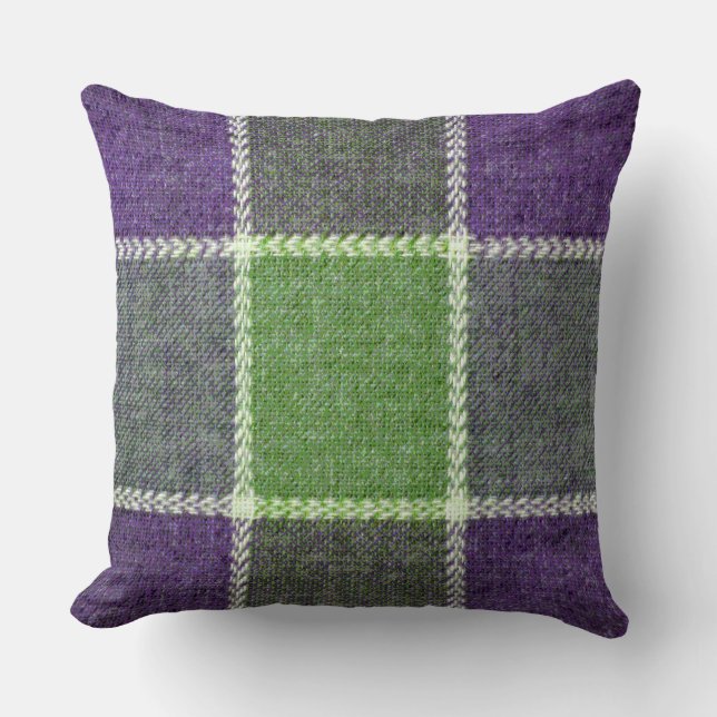 Coussin En vichy vert et violet Vérifier le look de la fla (Recto)