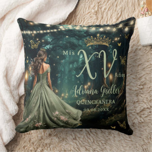 Coussin Enchanted Forest Sage Green Quinceañera Photograph