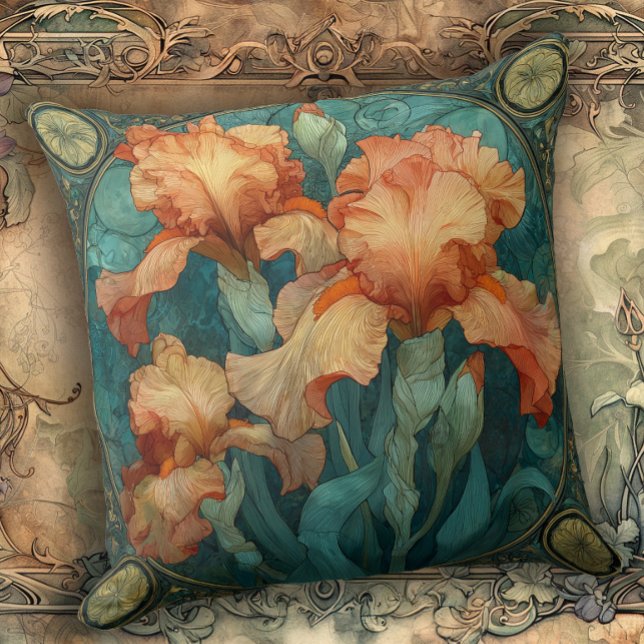Coussin Enchantement Iris Art Nouveau  (Créateur téléchargé)