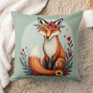 Coussin Enchanter Floral Fox Woodland Folk Art