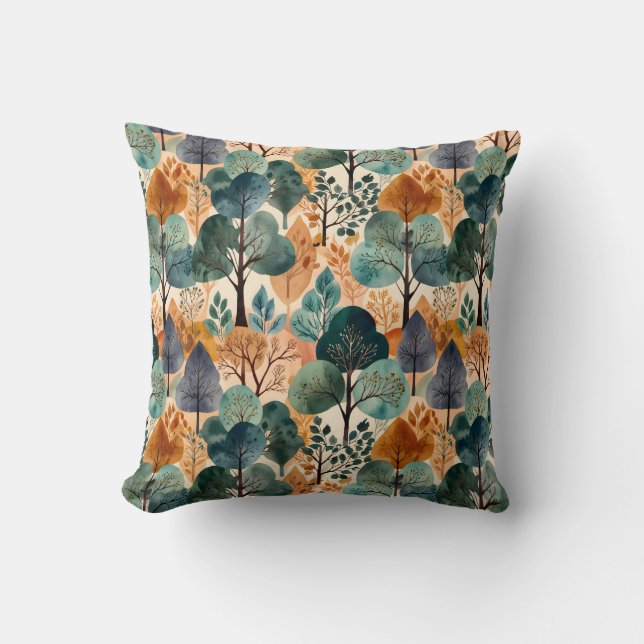 Coussin Enchanter les arbres d'automne (Recto)