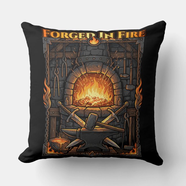 Coussin Enclume et épées de forge de forgeron épique Art f (Recto)