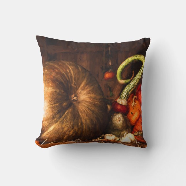 Coussin Encore la vie avec les Citrouilles et les gourmets (Recto)
