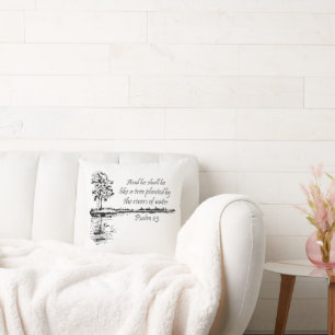Coussin Encourageant Écriture Psaume 1:3