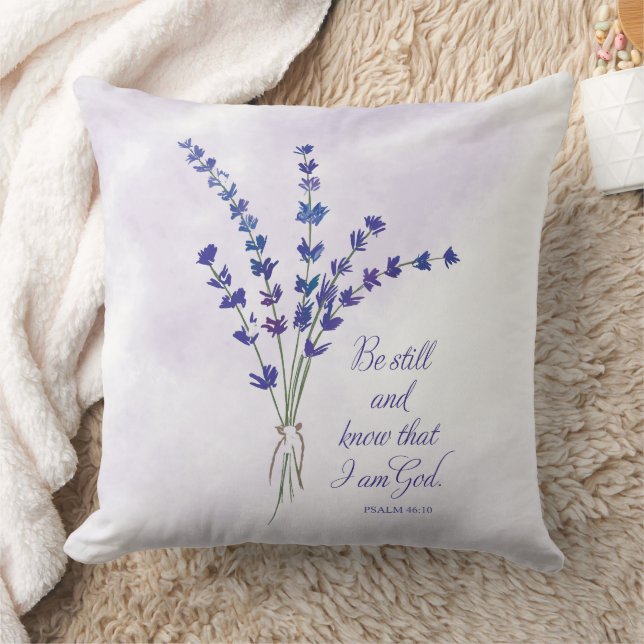 Coussin Encouragement chrétien Lavande avec Écriture  (Couverture)