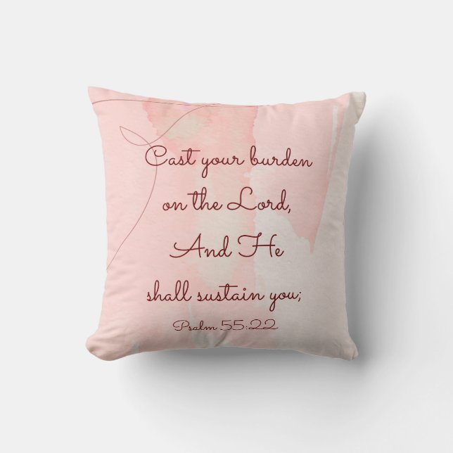Coussin Encouragement inspirationnel Bible Verse Psaume 55 (Recto)