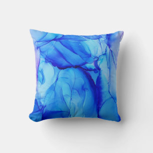 Coussin Encre Abstraite d'alcool bleu violet Indigo