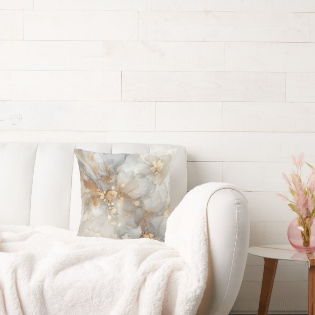 Coussin encre d'alcool grise et blanche (Canapé)