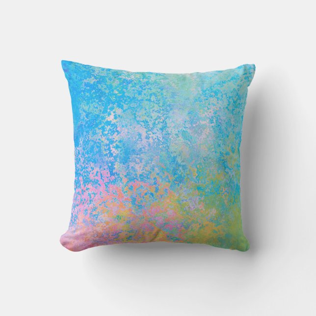 Coussin Encre d'alcool peinte Neon Pastel Sky Abstraite (Recto)