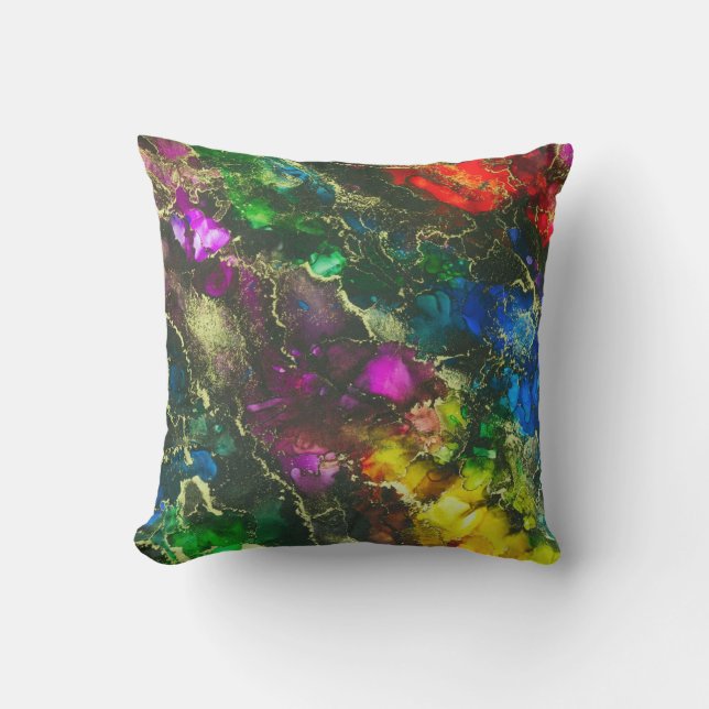 Coussin Encre d'alcool psychédélique Peinture Abstraite (Recto)