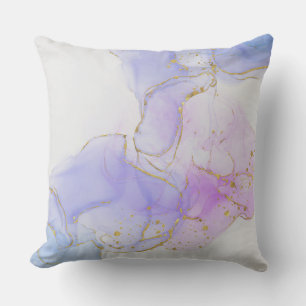Coussin Encre d'alcool rose, pourpre et bleu