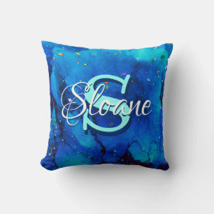 Coussin Encre d'alcool sous-marine bleu profond
