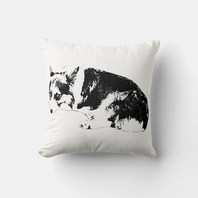 Coussin Encre de canapé, Corgi doux (Recto)