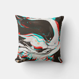 Coussin Encre Marbrée : Texture Glitch Distortie.