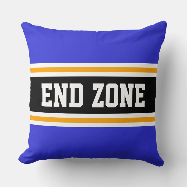 Coussin END ZONE Bleu marine royal Noir Orange Rayures (Recto)