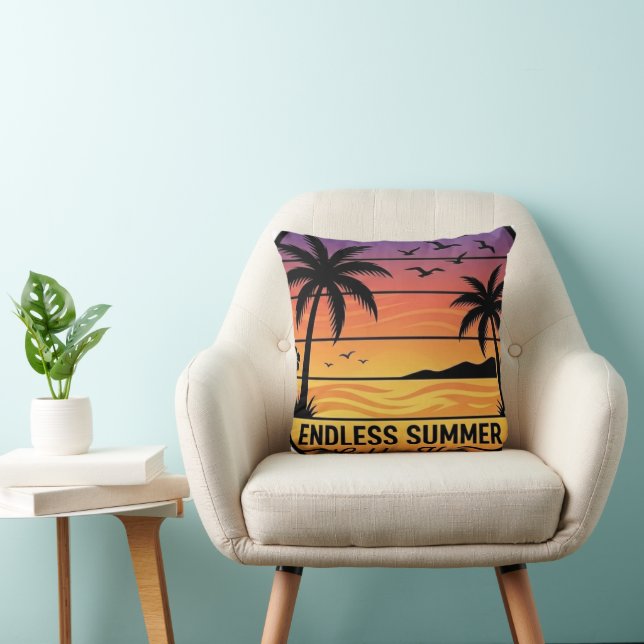 Coussin Endless Summer Sunset Tropical Throw Pillow - Palm (Chaise)