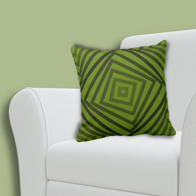 Coussin Endroit Été Vert Amusant (Fun Summer-Green Nested Spiral Box Throw Pillow)