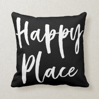 Coussin Endroit heureux noir et blanc