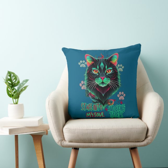 Coussin Énergie de chat à rayonnement orange (Chaise)