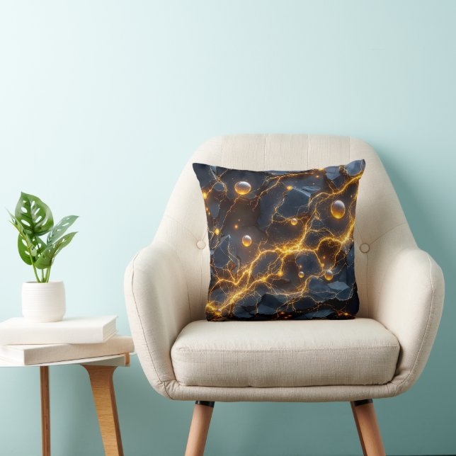 Coussin Énergie électrique Abstraite avec éclair doré (Chaise)