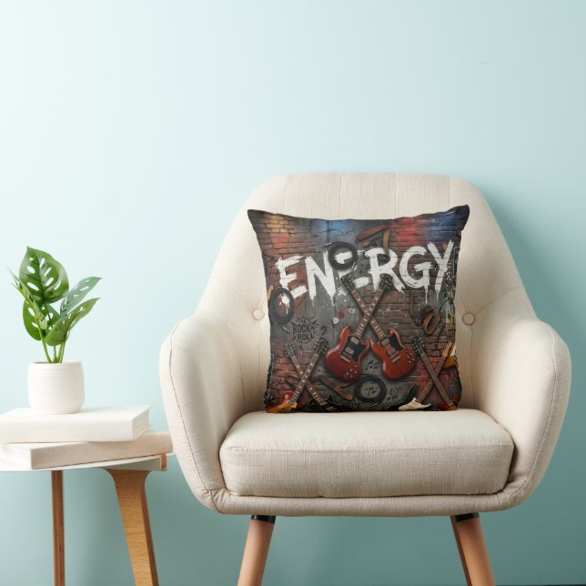 Coussin Énergie Pure : Guitare Électrique Rock 'n' Roll (Chaise)