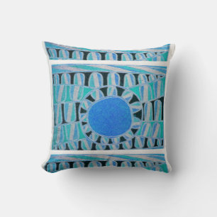 Coussin ÉNERGIE SOLAIRE SUN Turquoise Bleu Bleu Blanc Noir
