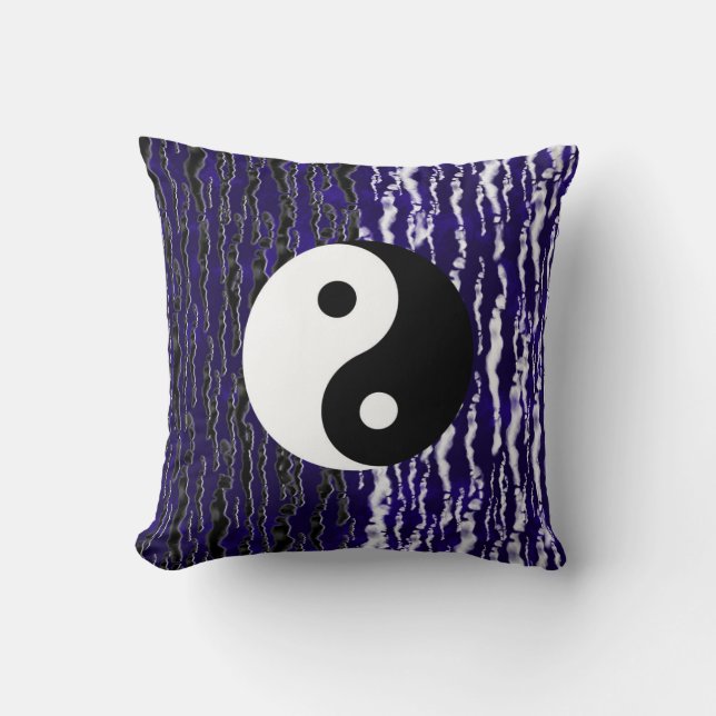 Coussin Énergie Zen de Tranquillité Bleue Yin Yang (Recto)