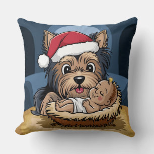 Coussin Enfant de houx adoré par un Terrier du Yorkshire