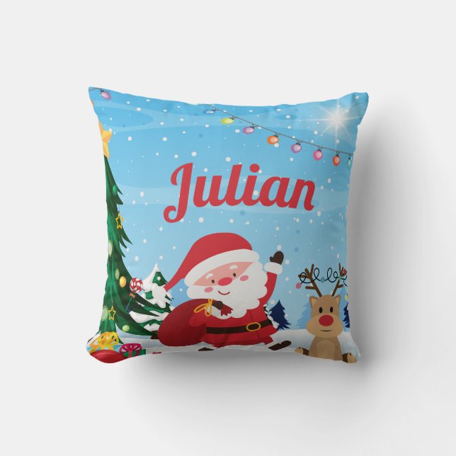 Coussin enfant de nom Père Noël personnalisé (Recto)