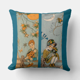 Coussin Enfant et fille des années 1920 en automne