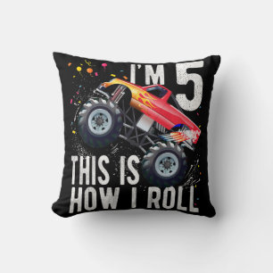 Coussin Enfants 5 ans  5e anniversaire Garçon Monster Truc
