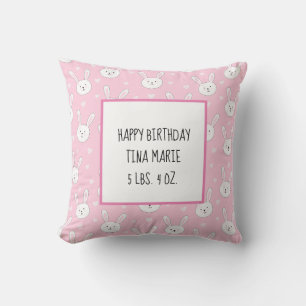 Coussin Enfants adorable lapin lapin Pâques Coeurs roses