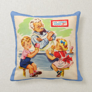Coussin enfants adorables à la fontaine de soude